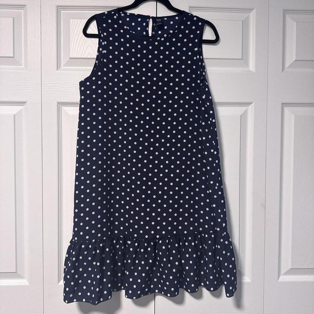 Emery Rose Navy blue with white polka dot dress #polkadot #retro